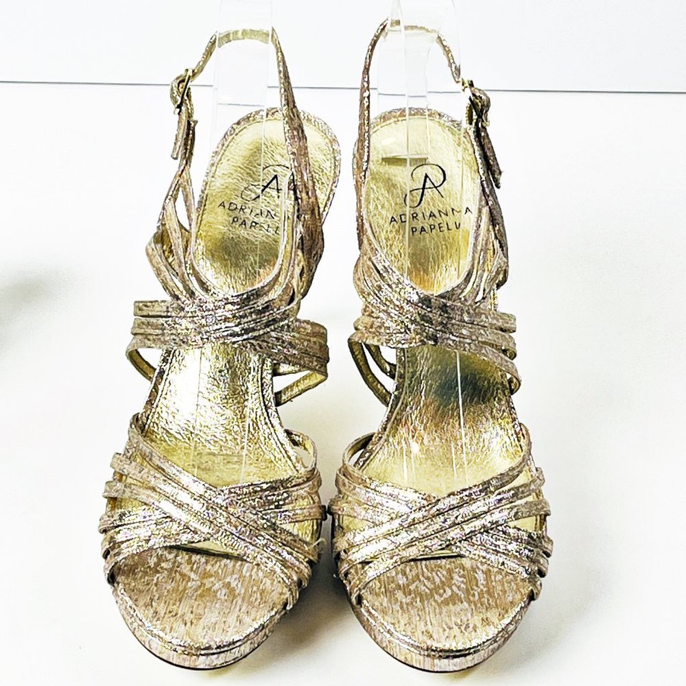 2/$30 NWT Adrianna Papell Gold Strappy Heels 9.5M - Picture 7 of 9